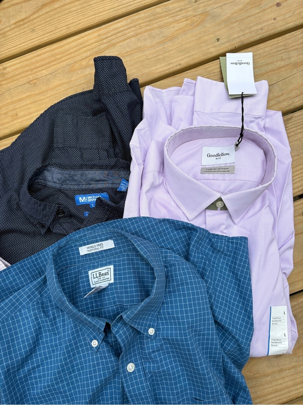 Men’s Large Dress Shirt Lot of 4 L.L.Bean Goodfellow Michael Brandon NWT - Picture 3 of 4